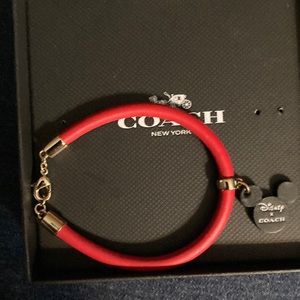 Coach Mickey Mouse red and black bracelet with gold clasp